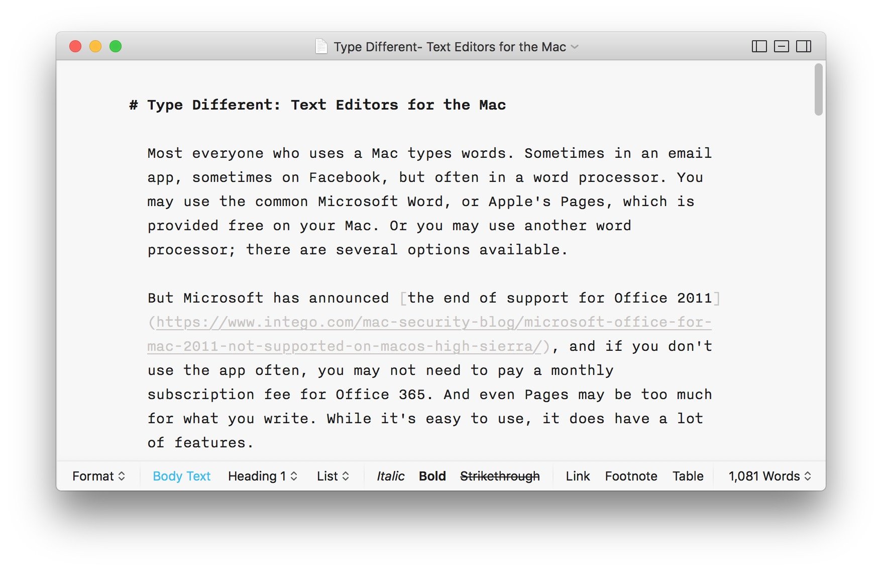best text editor for mac and ios